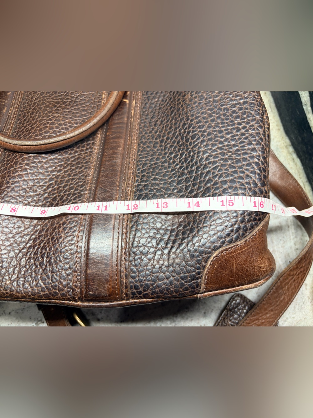 Lucchese Buffalo Leather Briefcase Messenger Laptop Bag Brown USA Luxury - Picture 10 of 12